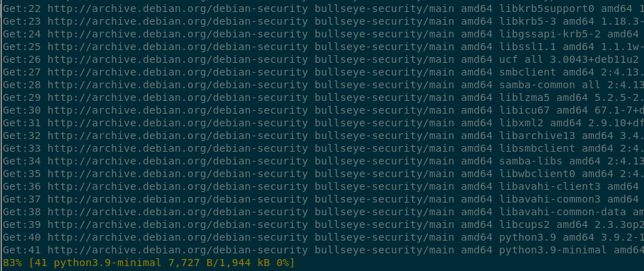 Terminal output showing apt is able to fetch the package lists this time