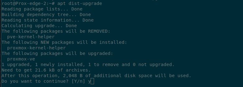 Terminal output showing aot dist-upgrade is necessary to update the kept back packages