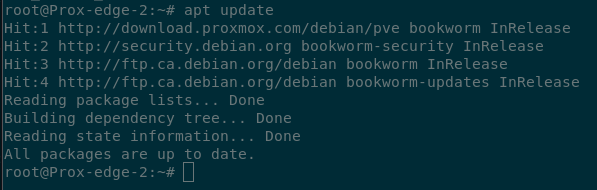 Terminal output showing the packages being refreshed by apt update