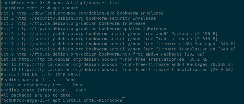 Terminal output showing the packages sources being refreshed again with apt update.