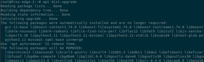 Terminal output showing apt dist-upgrade being ran.
